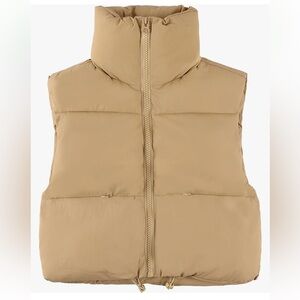 Cropped Puffer Vest in khaki